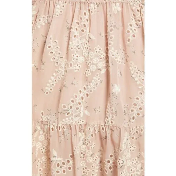 💕DRESS THE POPULATION💕 River Off the Shoulder Tiered Hem Dress ~ Blush XS NWT